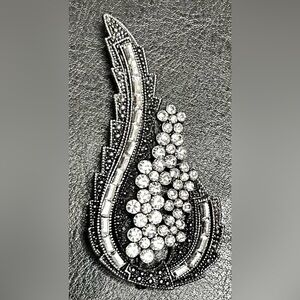 Sophisticated Black and Silver Hair Pin.